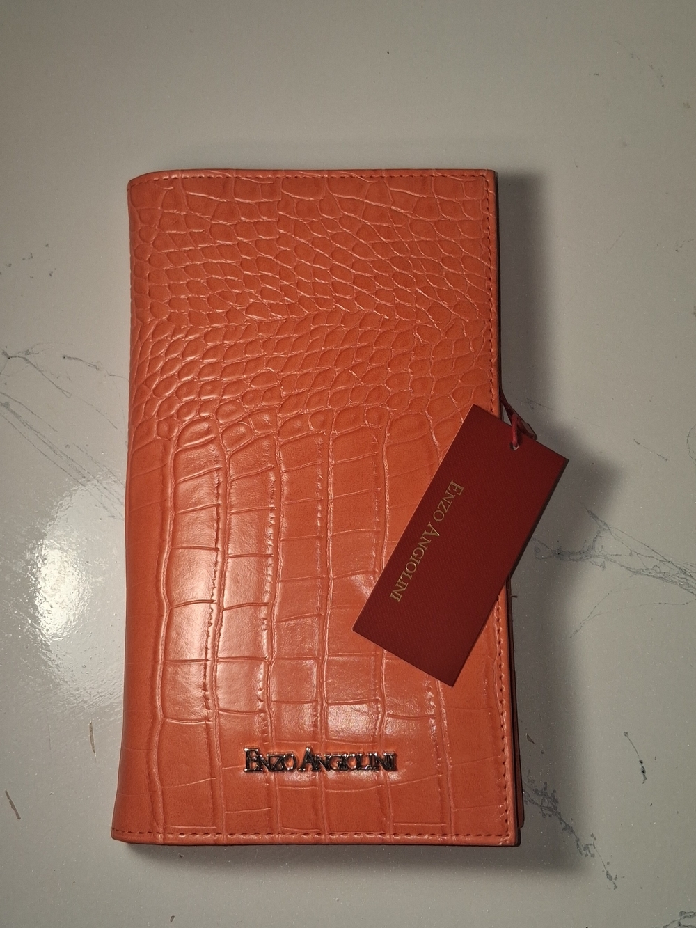 Enzo Angiolini Orange Faux Croc-Embossed Women's Clutch 3 Piece Set - Picture 2 of 5